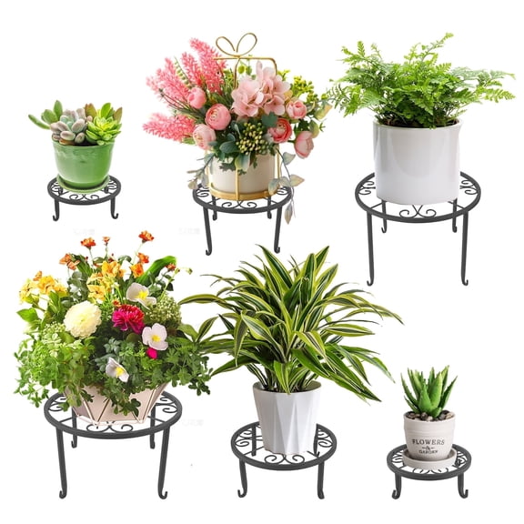 Goutoports 6-Pack Flower Pot Stand – Heavy Duty Iron Hook Garden Shelf, Rustproof & Sturdy