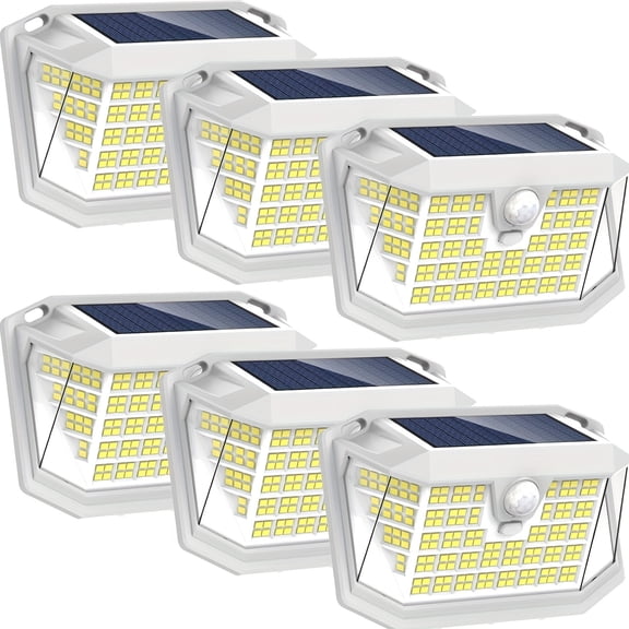6-Pack Outdoor Solar Motion Lights, 188 LEDs, 270° Wide-Angle Lighting, 3 Modes, IP65 Waterproof Security Wall Lights for Fence, Porch, Yard & Patio