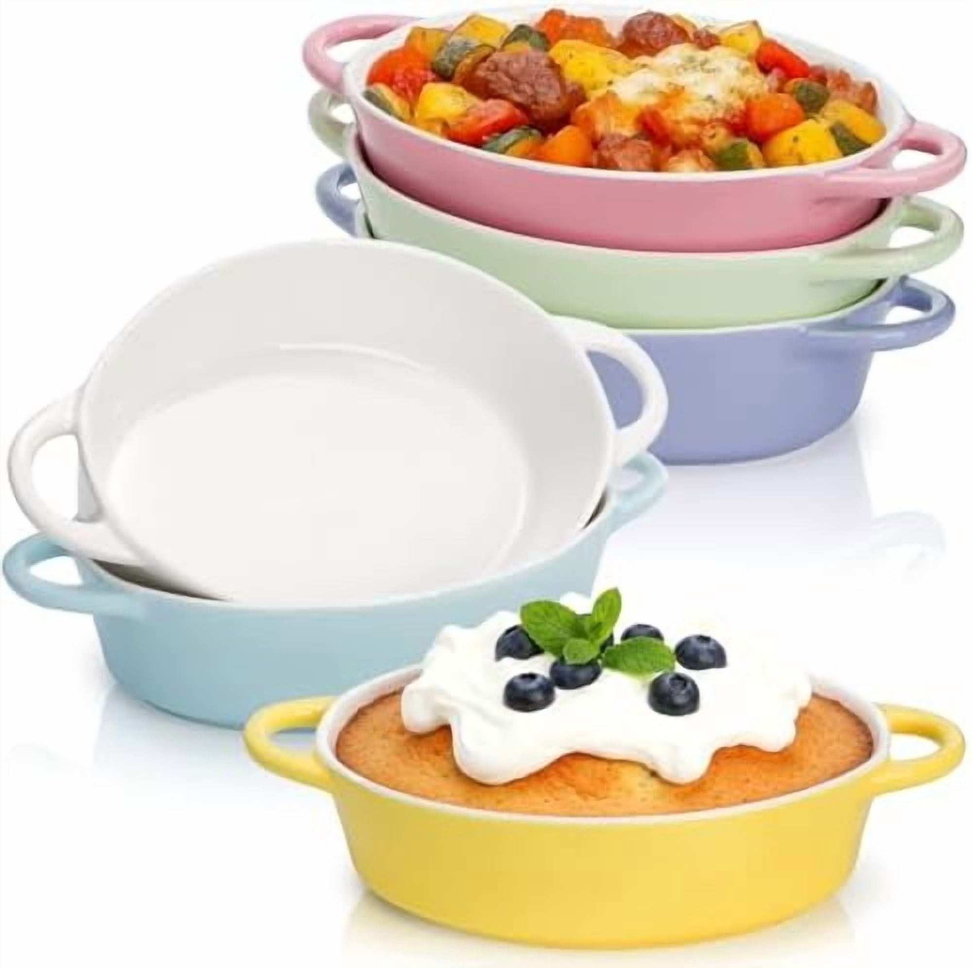 ZEN Pleats Porcelain Souffle Dishes - Set Of 6 Mixed Color Ramekins (14oz Each, 3.9" Diameter) - View #8