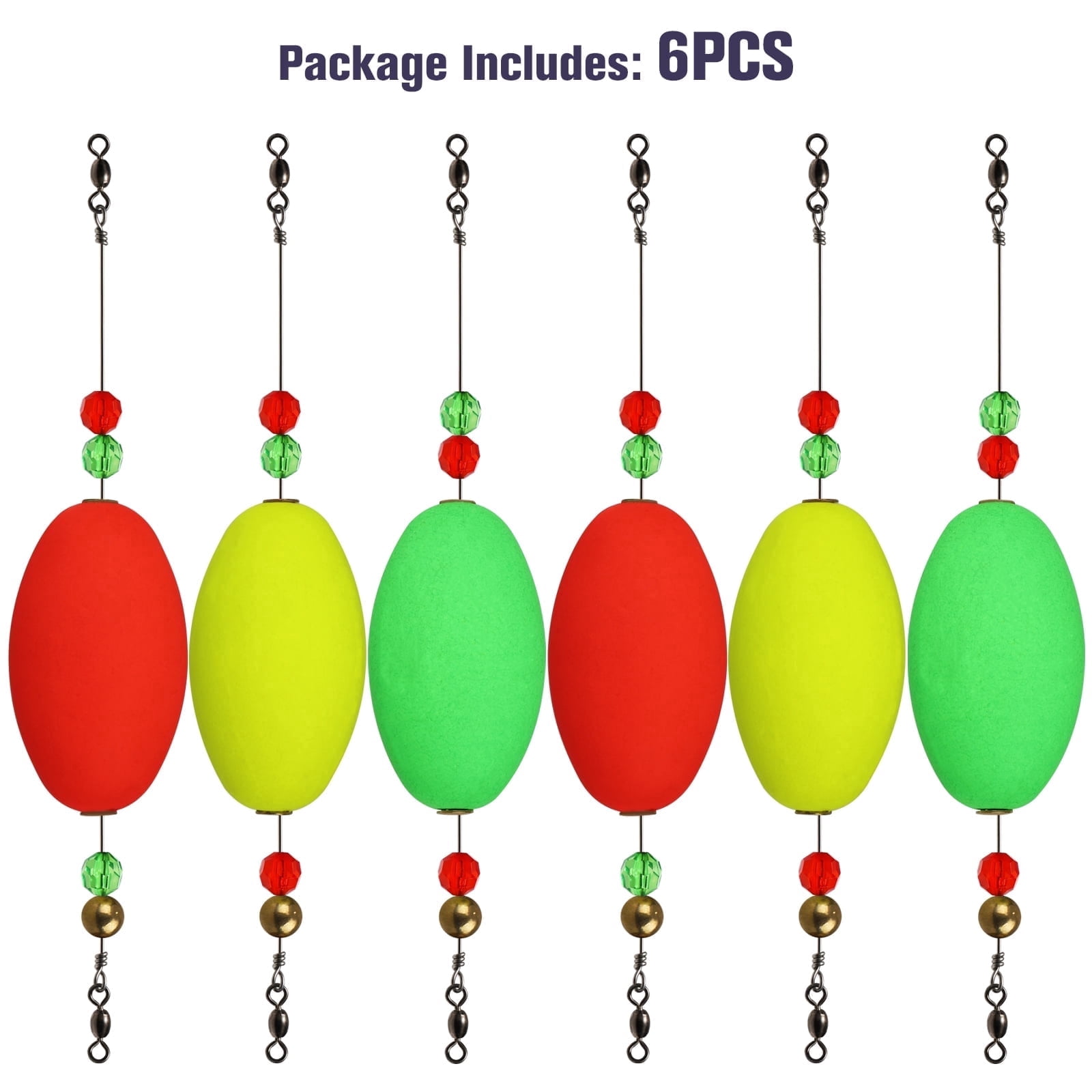 Dovesun Popping Cork Fishing Floats, Weighted Oval Bobbers 6PCS ...