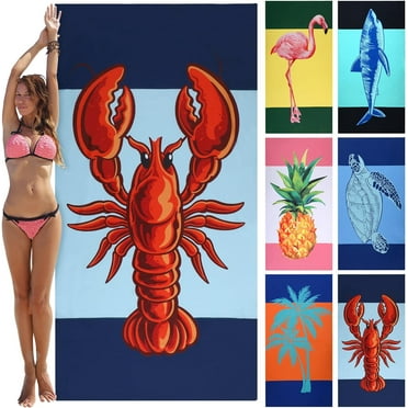6 Pack Oversized Beach Towel Bulk 30 x 60 Inches Microfiber Beach Towels for Adults Extra Large Pool Towels Quick Dry Swim Towels Bulk Thick Plush Cabana Towel for Summer Bath Adults (Fruit, Animal)