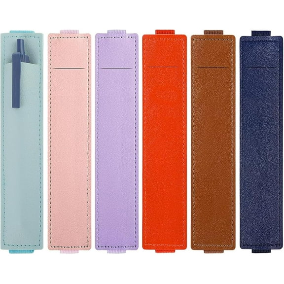 6 Pack PU Leather Pen Holder Straps for Notebooks - Adjustable & Easy Install Pencil Loop for Planners, Books, Binders