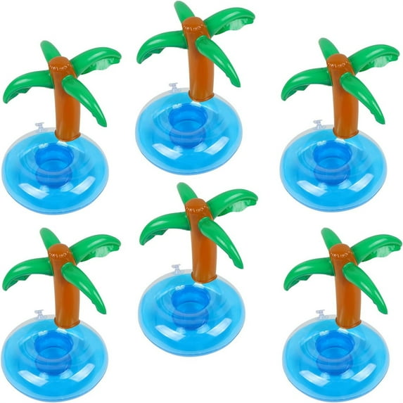 6 Pack Palm Tree Floating Drinks holders for Pool Inflatable Drink Holder Drink Floats for Pool Hot Tubs