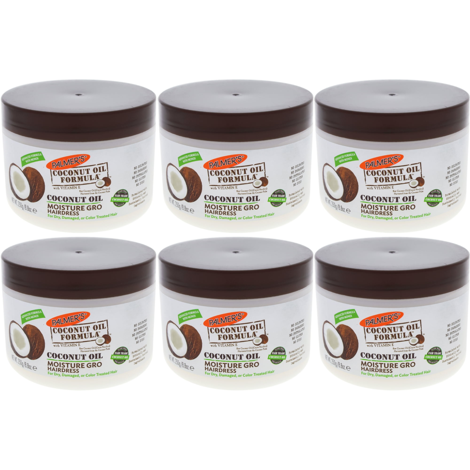 6 Pack Palmer's Coconut Oil Formula Moisture Gro with Vitamin E 8.8 Ounce Each