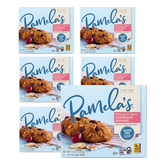 Pamela's Gluten-Free Cranberry Almond Whenever Bar, 7.05 oz Box (Pack of 6)