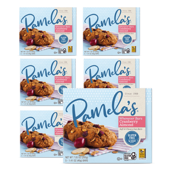 Pamela's Gluten-Free Cranberry Almond Whenever Bar, 7.05 oz Box (Pack of 6)