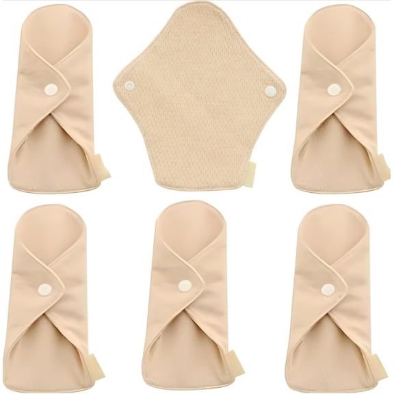 6 Pack Panty Liners 7.1" Reusable Organic Cotton Top Layer Washable Breathable Cloth Pads for Light Flow Postpartum and Bladder Leaks
