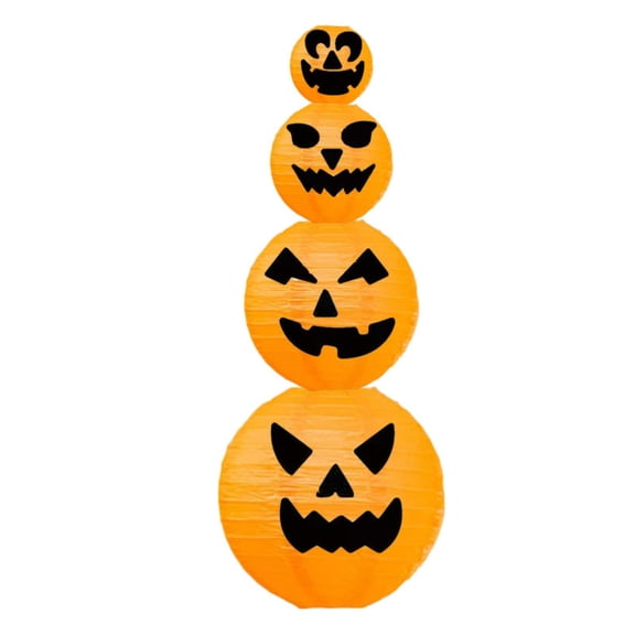 6 Pack Paper Pumpkin Lanterns Halloween Decorations With LED Lights Indoor Outdoor 8 Inch