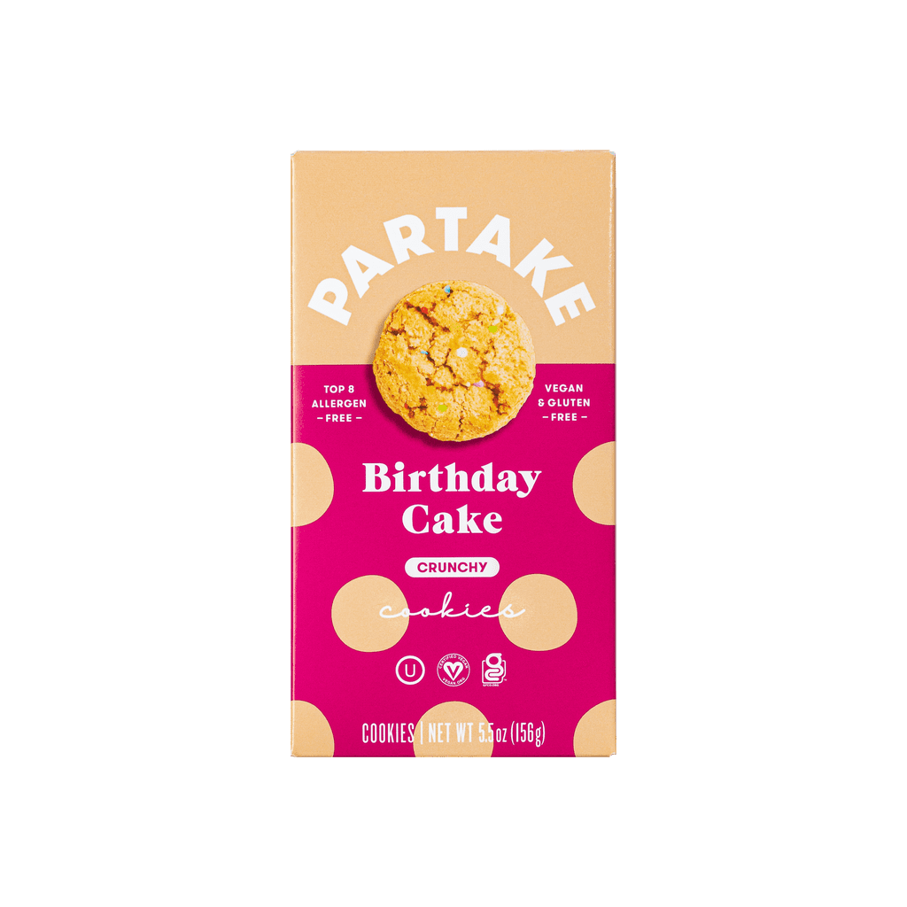 (6 Pack) Partake Foods, Crunchy Birthday Cake Cookies, AllergyFriendly
