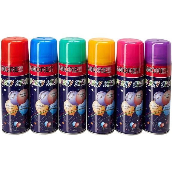 6 Pack Party Streamer Spray Cans Colorful Decor for Kids Parties Events Holidays Birthdays
