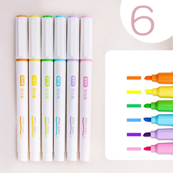 6 Pack Pastel Highlighters Set Chisel Tip No Bleed Quick Dry Marker Pens Aesthetic Soft Color Highlighters for Bible Study Journaling Notes Students Office Supplies Planner Use, C