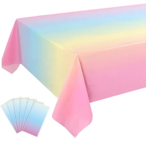 6 Pack Pastel Rainbow Table Cloths Waterproof Rainbow Tablecloths Plastic Rectangular Table Covers Disposable Table Cloths for Birthday Wedding Pink Theme Party 108" x 54",Topboutique