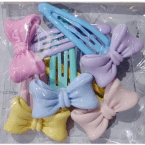 6-Pack Pastel Ribbon Hair Clips for Girls – Solid Color BB Snap Barrettes