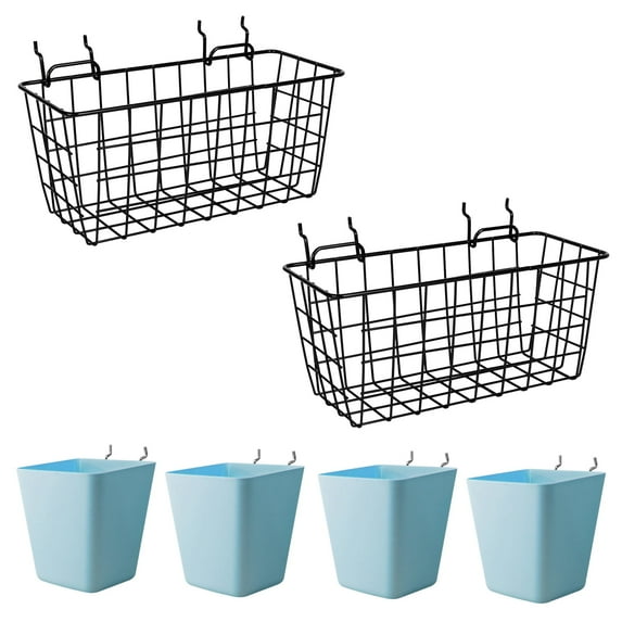 6-Pack Pegboard Baskets Cups with Hooks for Garage Workbench Craft Workshop