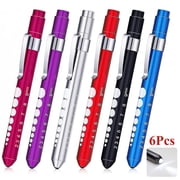 cyrico 6 Pack Pen Lights for Nurses, LED Reusable Pen Light with Pupil Gauge Penlights for Nurse Students Doctors Daily Use with Pocket Clip Assorted Color