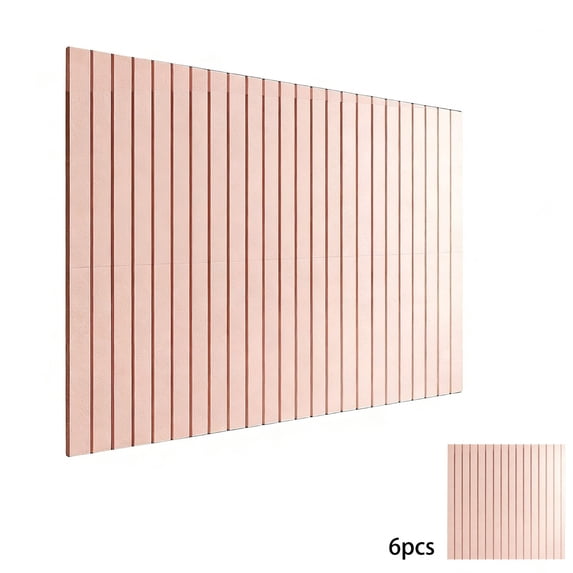 6 Pack Perpendicular Fluted Fabric Bulletin Board, Peel And Stick No Nails Photo Note Pin Board 90x60cm Beige For Home Office Living Room Entryway