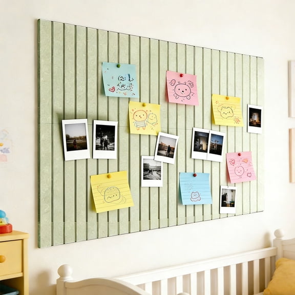 6 Pack Perpendicular Fluted Fabric Bulletin Board, Peel And Stick No Nails Installation, Pin Secure Photo Note Display Board for Home Office Living Room Entryway Wall Memo Organization