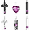 thumbnail image 1 of 6 Pack Personalized Urn Necklace for Ashes Keepsake Cremation Heart Cross Cubic Jewelry for Ashes Stainless Steel Memorial 6 Styles Urn Necklace, 1 of 7