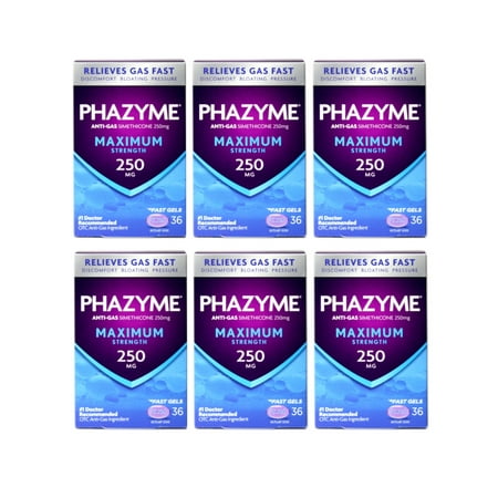 6 Pack - Phazyme Maximum Strength Softgels, 36 Each