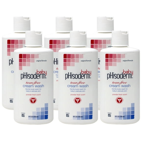 6 Pack Phisoderm Baby Tear-Free Cream Wash Powder Fresh Scent 8 oz Each