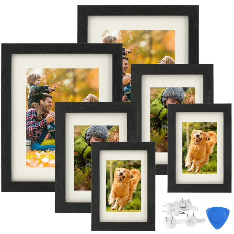 Gold 4x6 Picture Frames Set of 6, Display Pictures 4x6 with Mat or 5x7  Without Mat, Photo Frames for Wall Mount or Tabletop