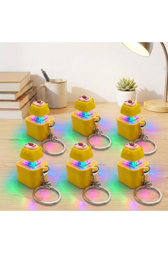 6 Pack Pig Croaking Fidget Toy Keychain Rechargeable Keyboard Clicker with LED Lights Stress Relief Sensory Toy for Adults Anxiety Relief