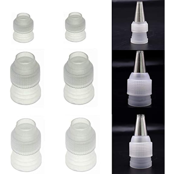 6 Pack Piping Nozzles Coupler, Couplers Adaptor Cake Decorating Tools, 3 Size Couplers for Icing Nozzles