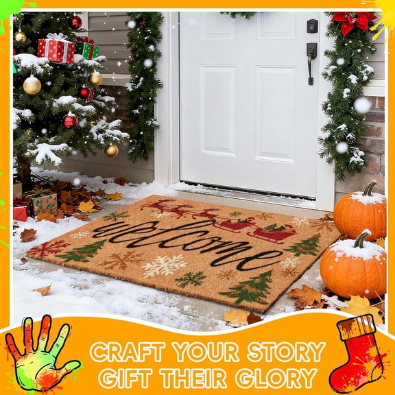 6 Pack Plain Coir Doormat for Painting, 30x17 Artificial Blank DIY Door Mats for Crafting Bulk with Non-Slip TPR Backing, Paintable & Sublimation Blanks for Mat, Personalized Home Decor Gift