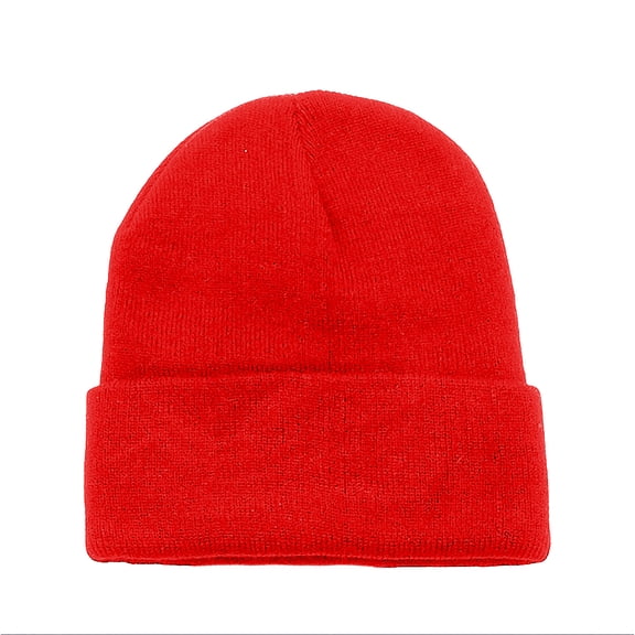 6 Pack Plain Long Cuffed Beanie for Mens and Womens Skulls (Red)