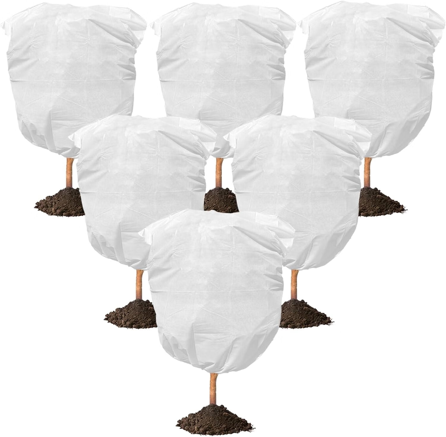 6 Pack Plant Covers Frost Protection Bag Winter Drawstring Plant Covers