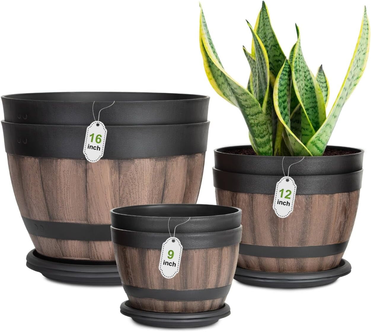 Aazon.co: VECELO Plant Pots With Drainage Holes &ap; Saucer, 18 Inch