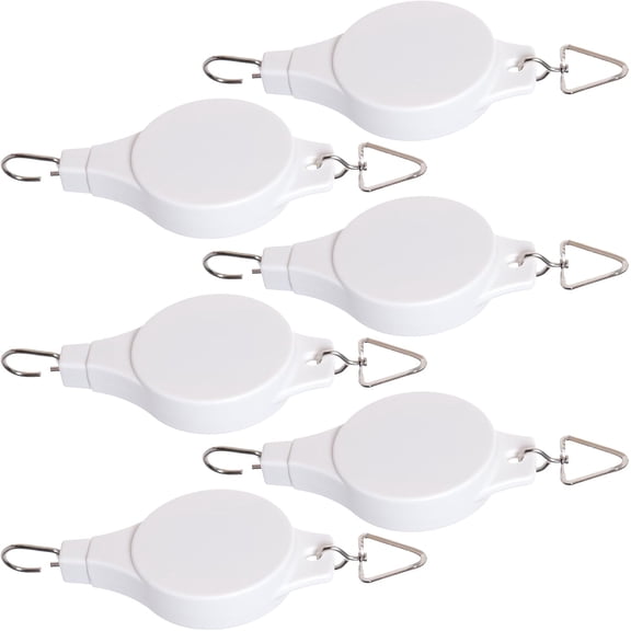 6 Pack Plant Pulley Retractable Hanger, Easy Reach Plant Pulley Adjustable Height Wheel for Hanging Plants Heavy Duty, Indoor Outdoor Plant Hanger for Garden Baskets Pots (White)