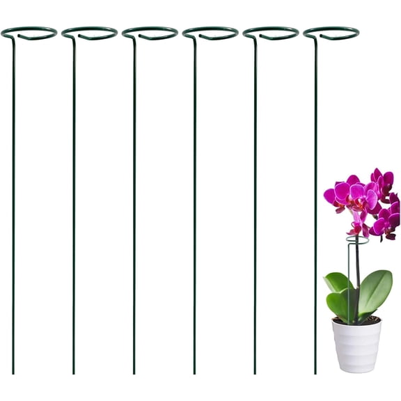 6 Pack Plant Support Stakes, 16in Tall Garden Plant Stakes and Supports, Plant Sticks for Indoor Outdoor Single Stem Flower Peony, Orchid, Lily, Amaryllis, Rose, Tomato Pepper Plants Supports