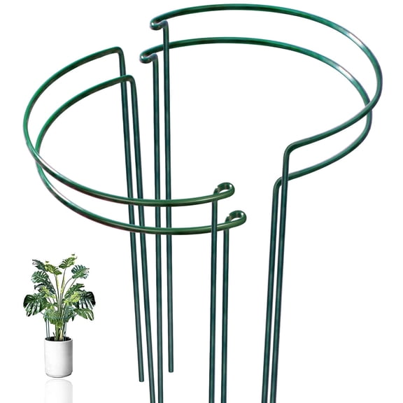 6 Pack Plant Support Stakes Half Round Plant Support Green Plant Support Ring Rust Proof Durable for Indoor and Outdoor Plants Such as Peonies and Hydrangeas-4