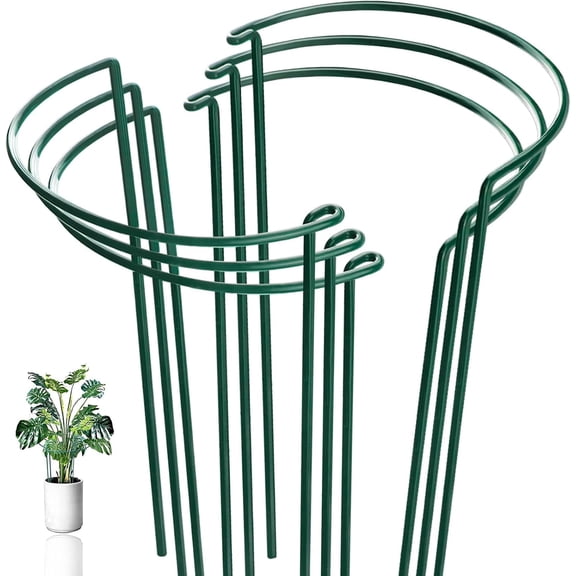 6 Pack Plant Support Stakes, Half-Round Plant Support, Green Plant Support Ring, Rust-Proof, Durable for Indoor and Outdoor Plants, Such as Peonies, and Hydrangeas