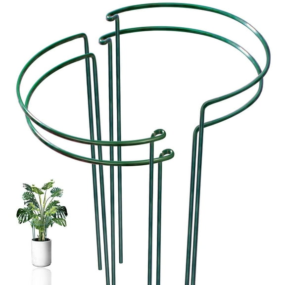 6 Pack Plant Support Stakes, Half-Round Plant Support, Green Plant Support Ring, Rust-Proof, Durable for Indoor and Outdoor Plants, Such as Peonies, and Hydrangeas