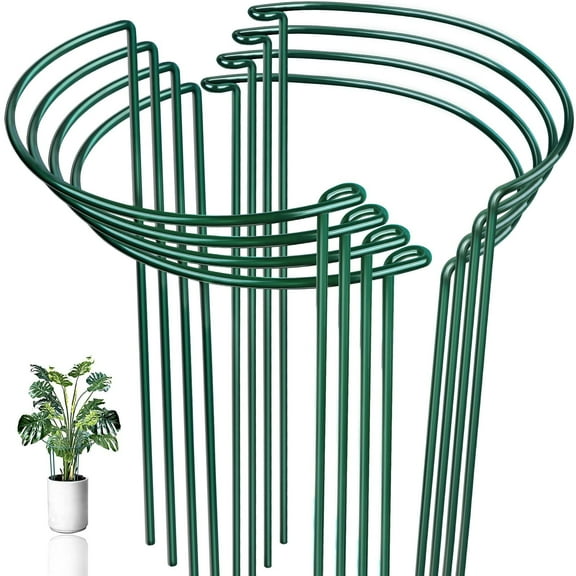 6 Pack Plant Support Stakes, Half-Round Plant Support, Green Plant Support Ring, Rust-Proof, Durable for Indoor and Outdoor Plants, Such as Peonies, and Hydrangeas