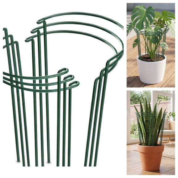 Plant Support Stakes - 6 Pack Metal Peony Cages, Garden Plant Support Ring for Outdoor and Indoor Flowers, Vines, and Potted Plants, 10 x 15.8 Inch