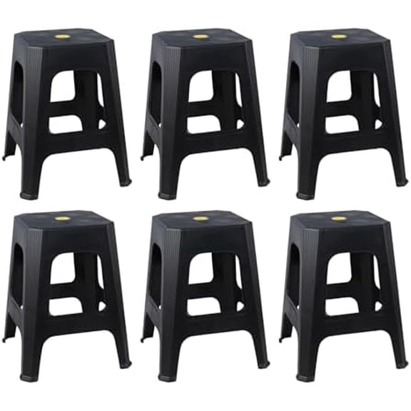 6 Pack Plastic Backless Stackable Stool, Black Plastic Classroom Stools$$Home Decor, Kitchen, & Other