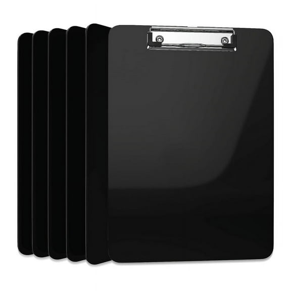 6 Pack Plastic Clipboards Black Clip Boards Low Profile Metal Clip Board Letter Size Bulk Class Set