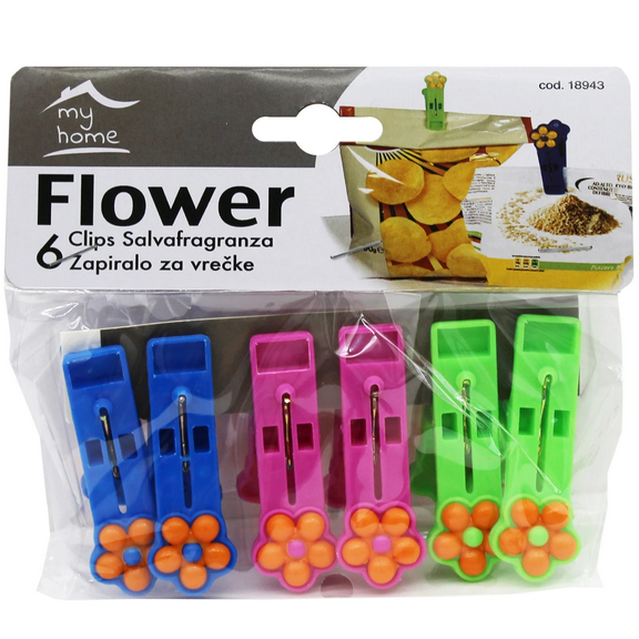 6 Pack Plastic Clothespins Pegs with Flower Design, Durable, Strong Grip Clips for Laundry, Bag Sealing, Paper Organization, Crafts, Everyday Use, Versatile, Stylish Addition to Any Household, Mix
