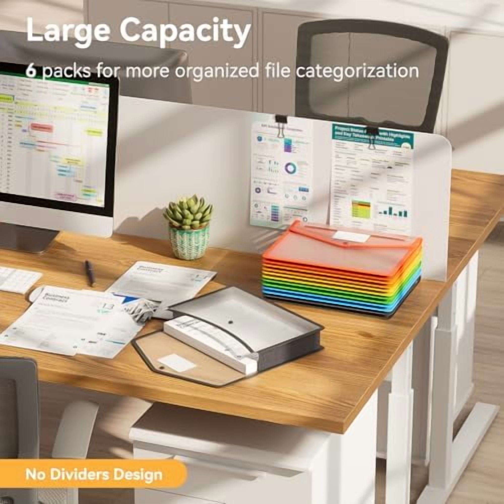 6 Pack Plastic Expanding File Folder, Folders for Documents with Snap ...