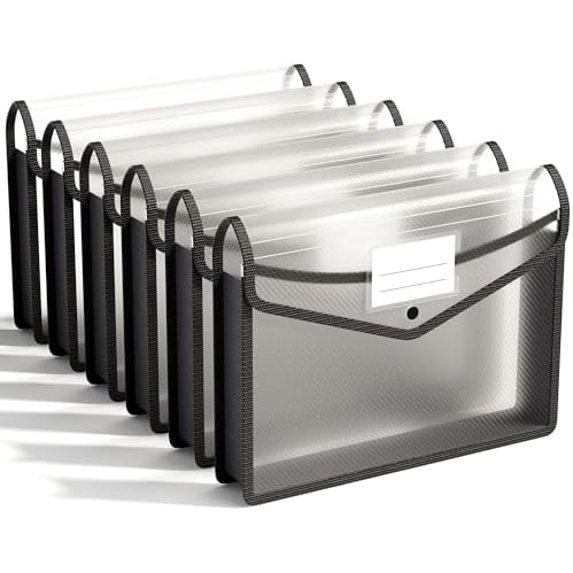 6-Pack Plastic Expanding File Folders, Folders for Documents with Snap ...