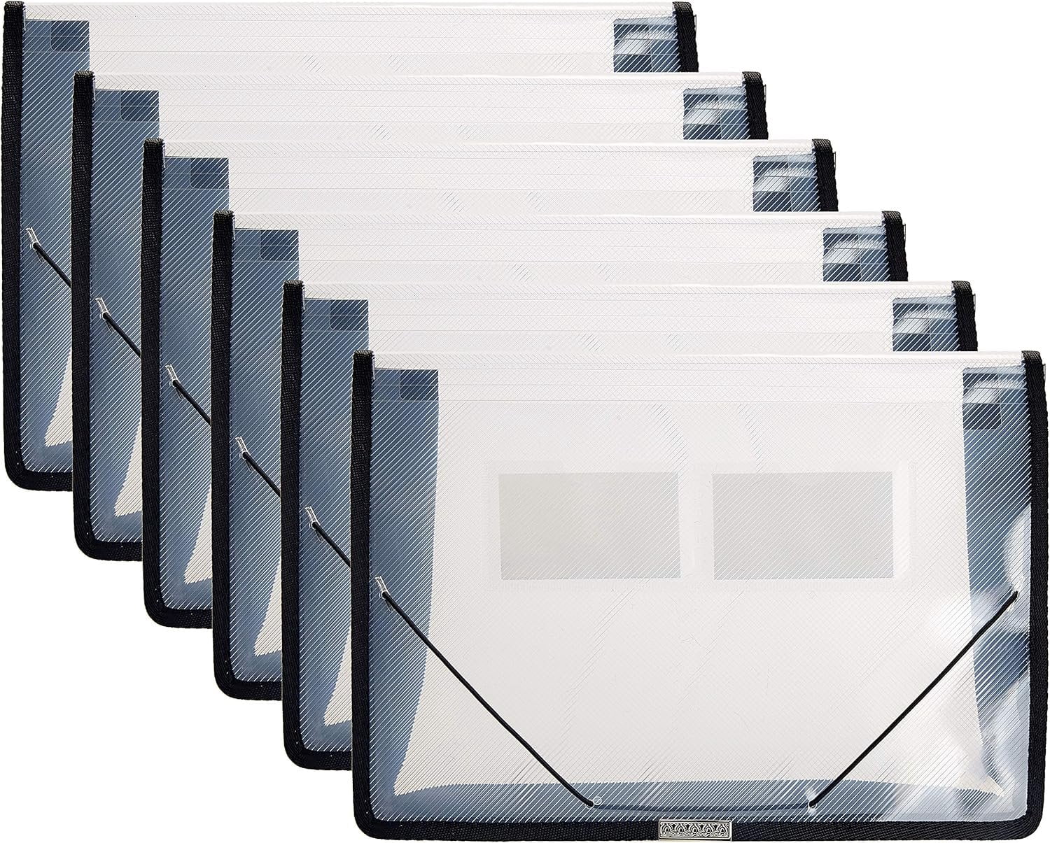 6 Pack Plastic Expanding File Wallet Document Organizer with Flap and ...