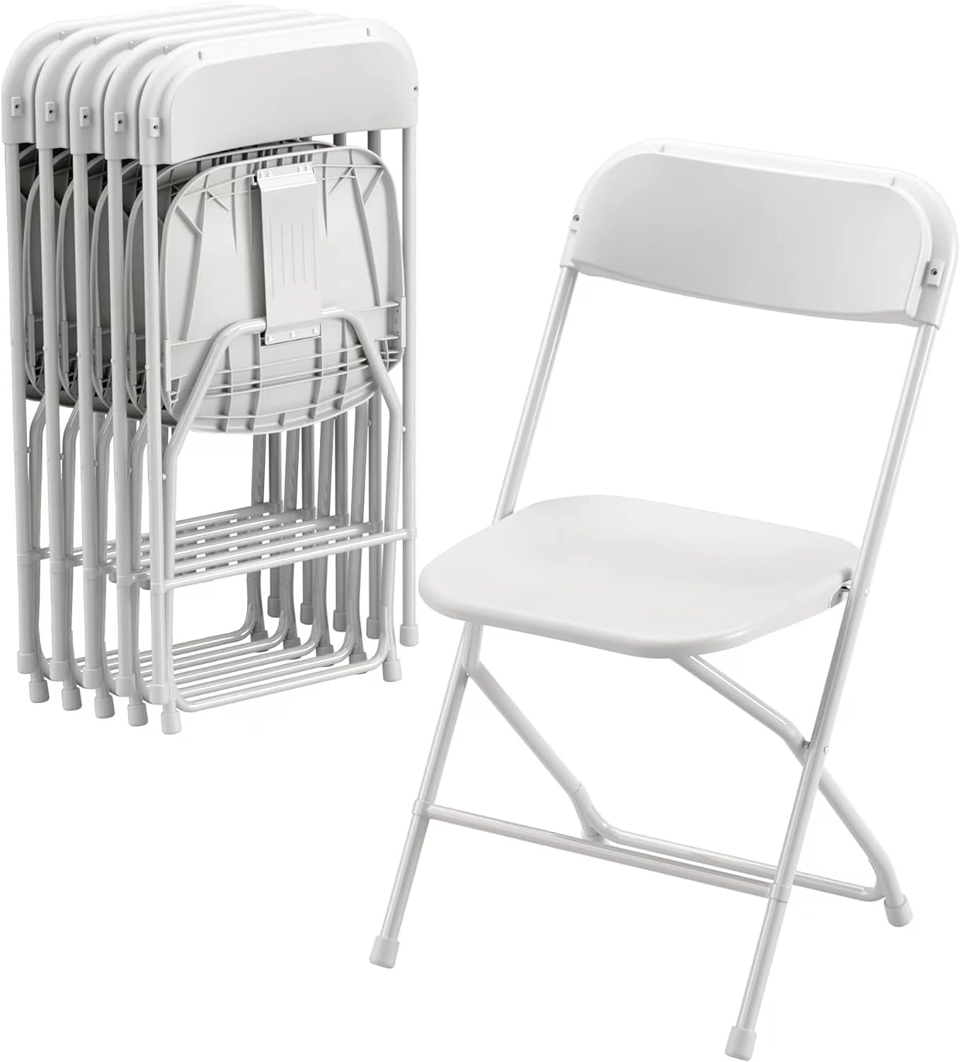 6 Pack Plastic Folding Chair, 300lb Capacity, Portable Commercial Chair