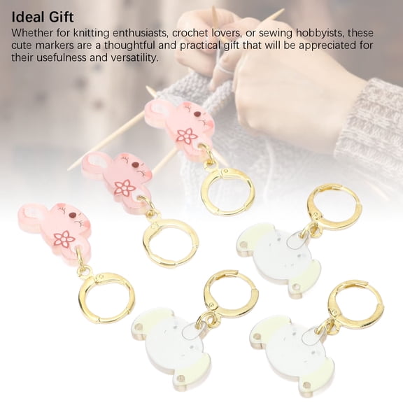 6 Pack Plastic Locking Stitch Markers with Koala & Elephant Animal Designs for Knitting Crochet Sewing 6Pcs plastic Embroidery Knitting