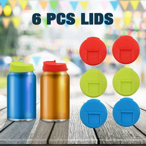 6 Pack Plastic Soda Can Cover Lids, Reusable Soda Can Lids Beer Can Covers Pop Can Covers,Can Cover, Stopper and Protector for Soda, Beer, Beverage, Juice, Coke, Fits Standard Cans