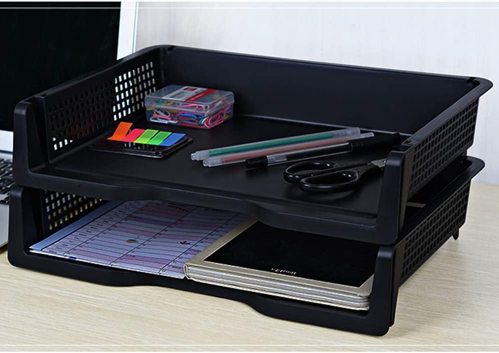6-Pack Plastic Stacking A4 Size Desk Organizer Tray, Stackable Document ...
