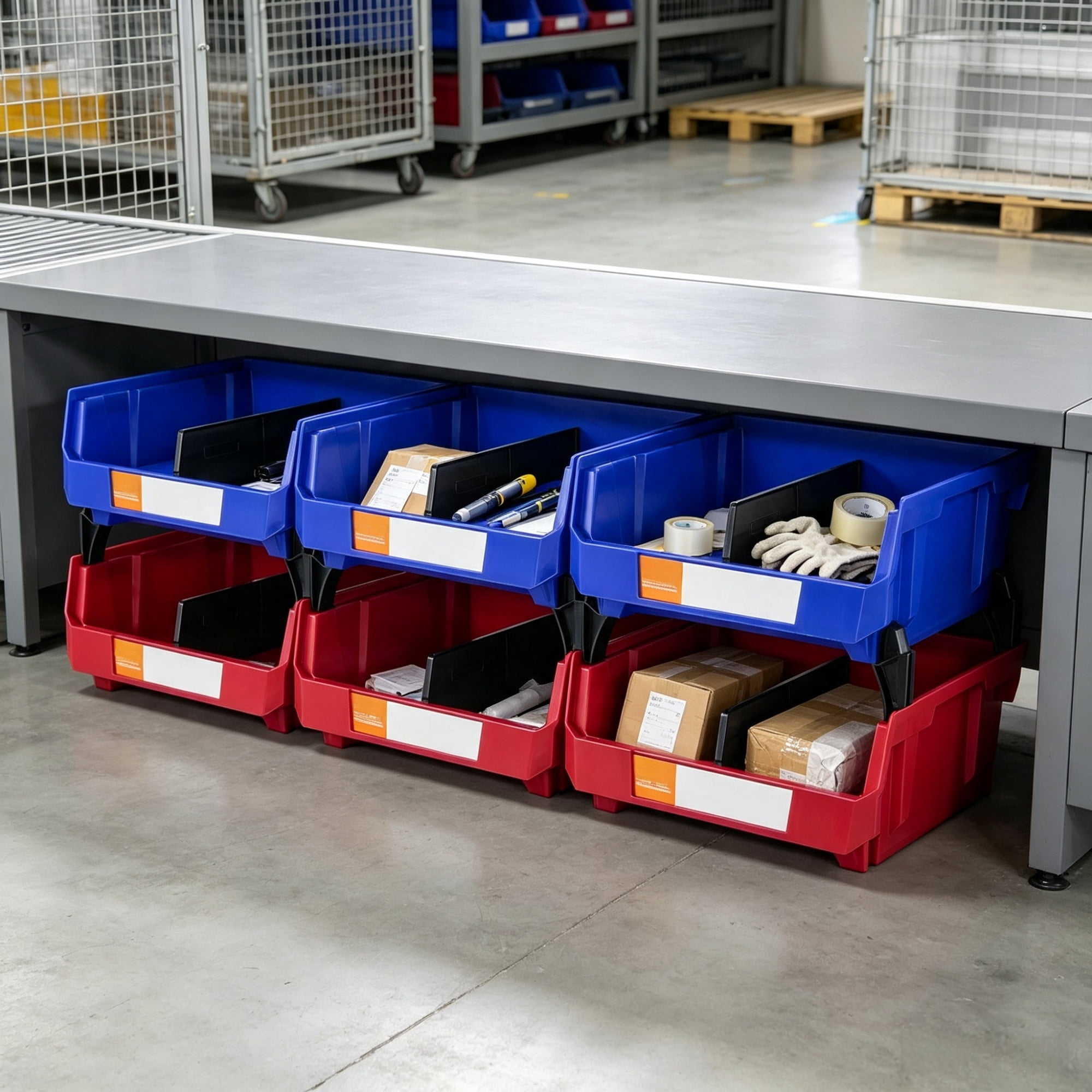 6 Pack Plastic Storage Bin, Hanging Stackable Organizer Bin, Heavy Duty Stacking Containers for Closet Kitchen Office & Pantry, 11" x 11" x 5"