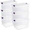 thumbnail image 1 of 6-Pack Plastic Storage Bin w/ Latch Lid, ClearView Stackable Containers, 66 Qt, 1 of 7